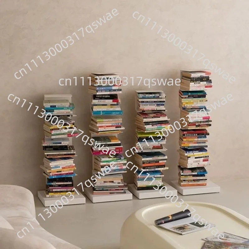 Invisible bookshelf Floor shelf Simple vertical wrought iron home living room corner narrow bookcase