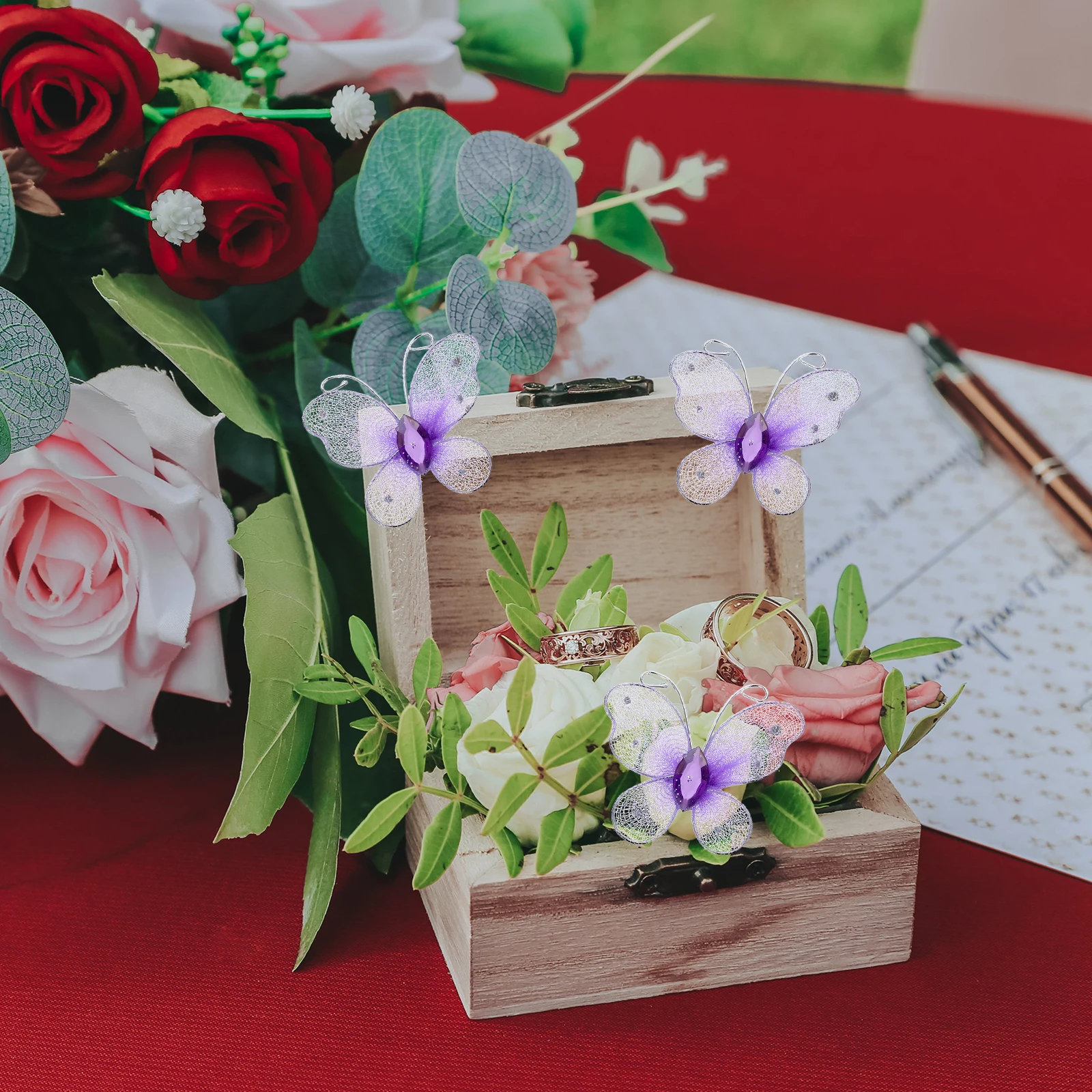 

50Pcs Shimmer Metal Mesh Butterflies Glitter Rhinestones Wedding Party Table Scatter DIY Decor Butterfly Decorations