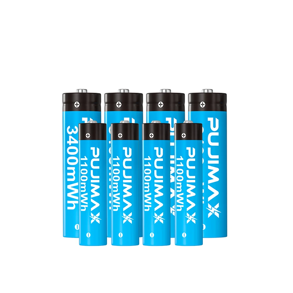 PUJIMAX Rechargeable 1.5V 1100mWh 3400mWh Lithium Battery With Fast Charging Box High Capacity Lithium Battery Constant Output