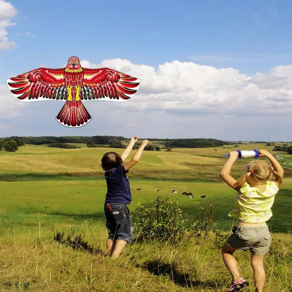 Cerf-volant en forme d'oiseau volant pour enfant, jeu de terrain, aigle, doré, effrayant, résistant à l'eau et à la pluie, ligne de 20m