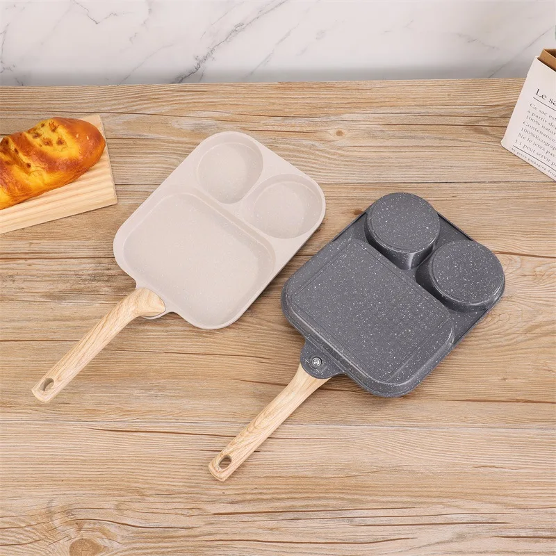 

Omelette Pancake Pan 3-hole Non-stick Pan Sausage Egg Hamburger Sandwich Pan Multi-function Breakfast Pan Frying Pan