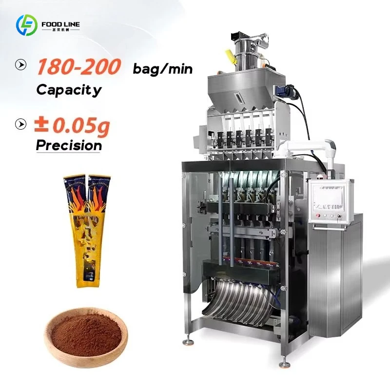 Automatic 6 Lane 3 in 1 Instant Coffee Granule Sachet Packaging Machine Multi-lane Sugar Filling and Sealing Stick Pack Machine