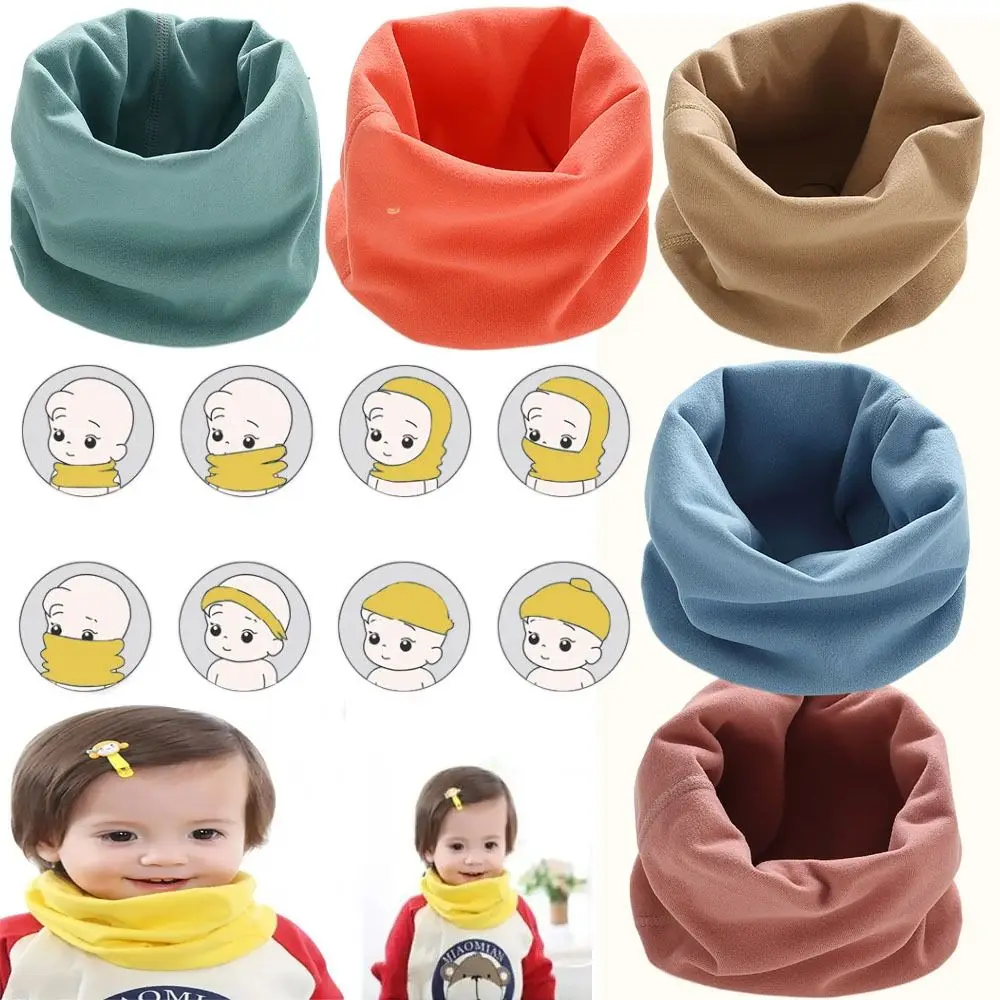 

O Ring Scarves Bib Thermal Neck Warmer Thickening Windproof Snood Cowl Tube Collar Cotton Boy Girl Scarf Boy Girl