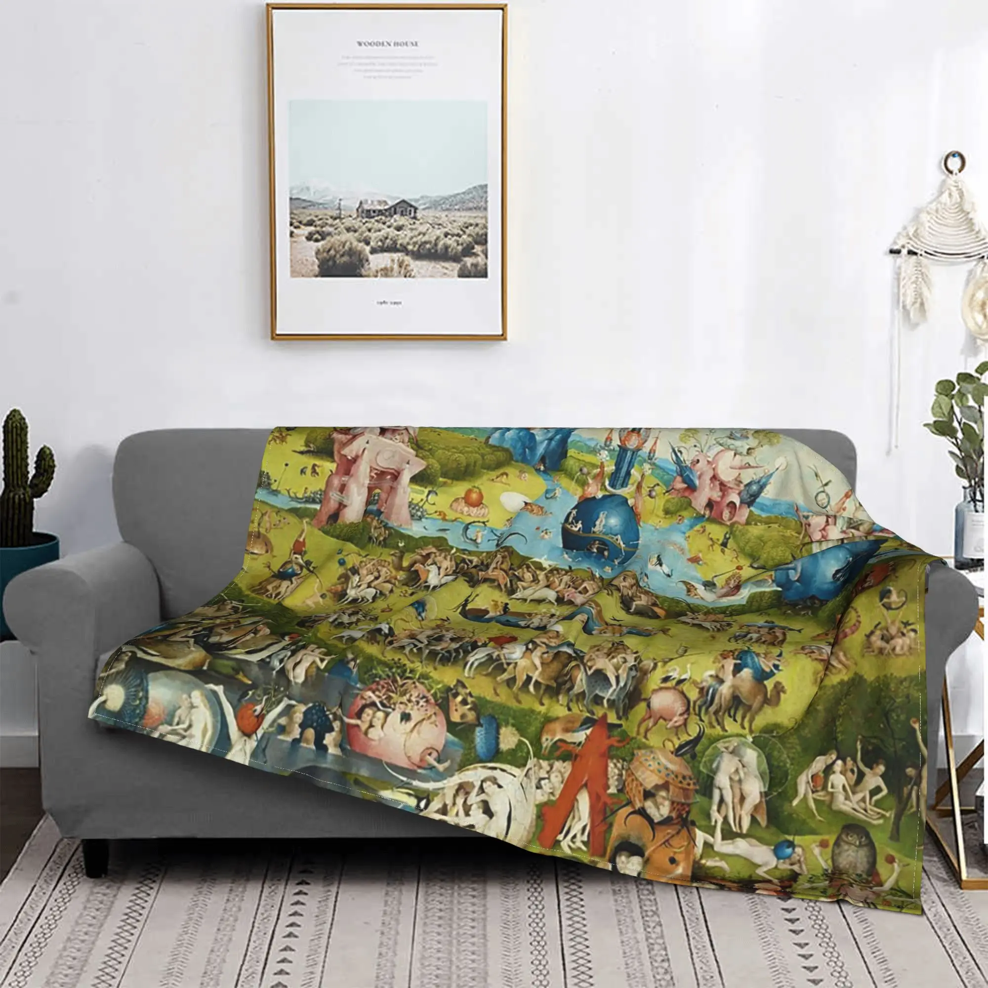 Hieronymus Bosch Garden of Earthly Delights Poster Blanket Fleece Throw Blanket for Home Bedroom Outdoor Throws Bedspread Quilt