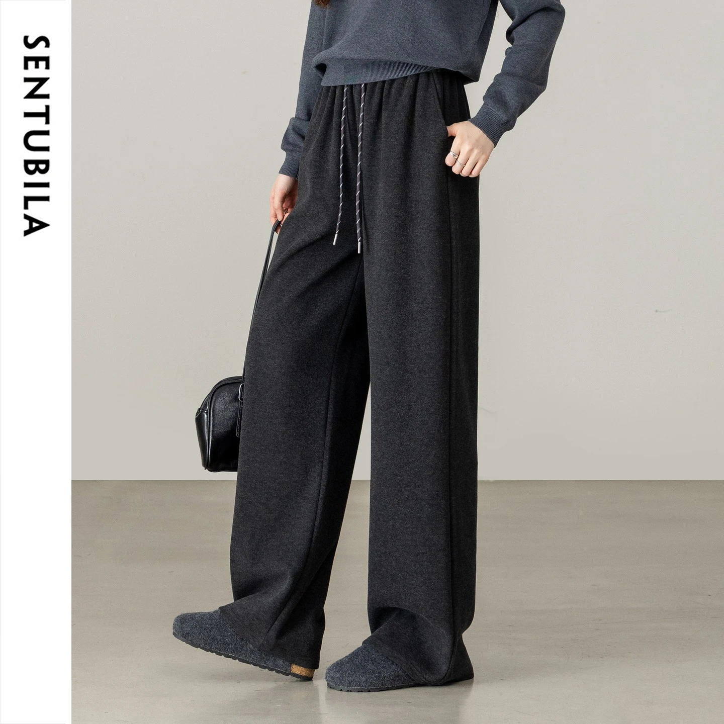 SENTUBILA Flared Pants for Women 2026 Winter High Waist Slim Fit Stretch Soft Fabric Daily Commuter Casual Trousers W64KA8944