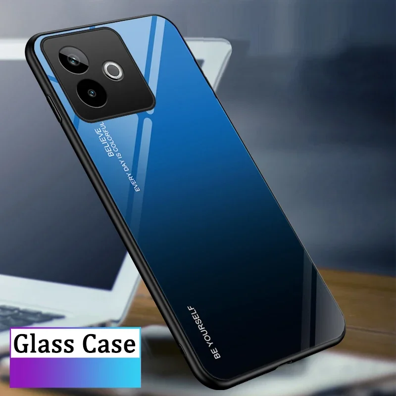 

Auroras For Realme GT 7 GT 7T 5G Cases Glossy Gradient Glass Silicone Border Shell For Realme GT 7 Pro 5G 7 Hard Cover Fundas