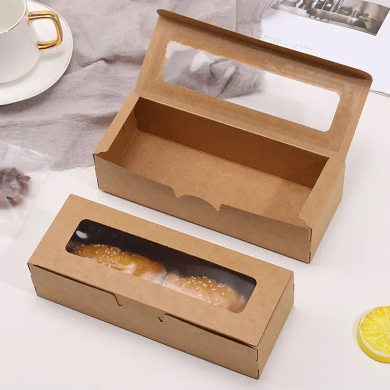 

10/20PCS Kraft Paper Candy Box Rectangle Foldable Clear Baking Cake Present Packaging Boxes For Wedding Birthday Party Gift Box