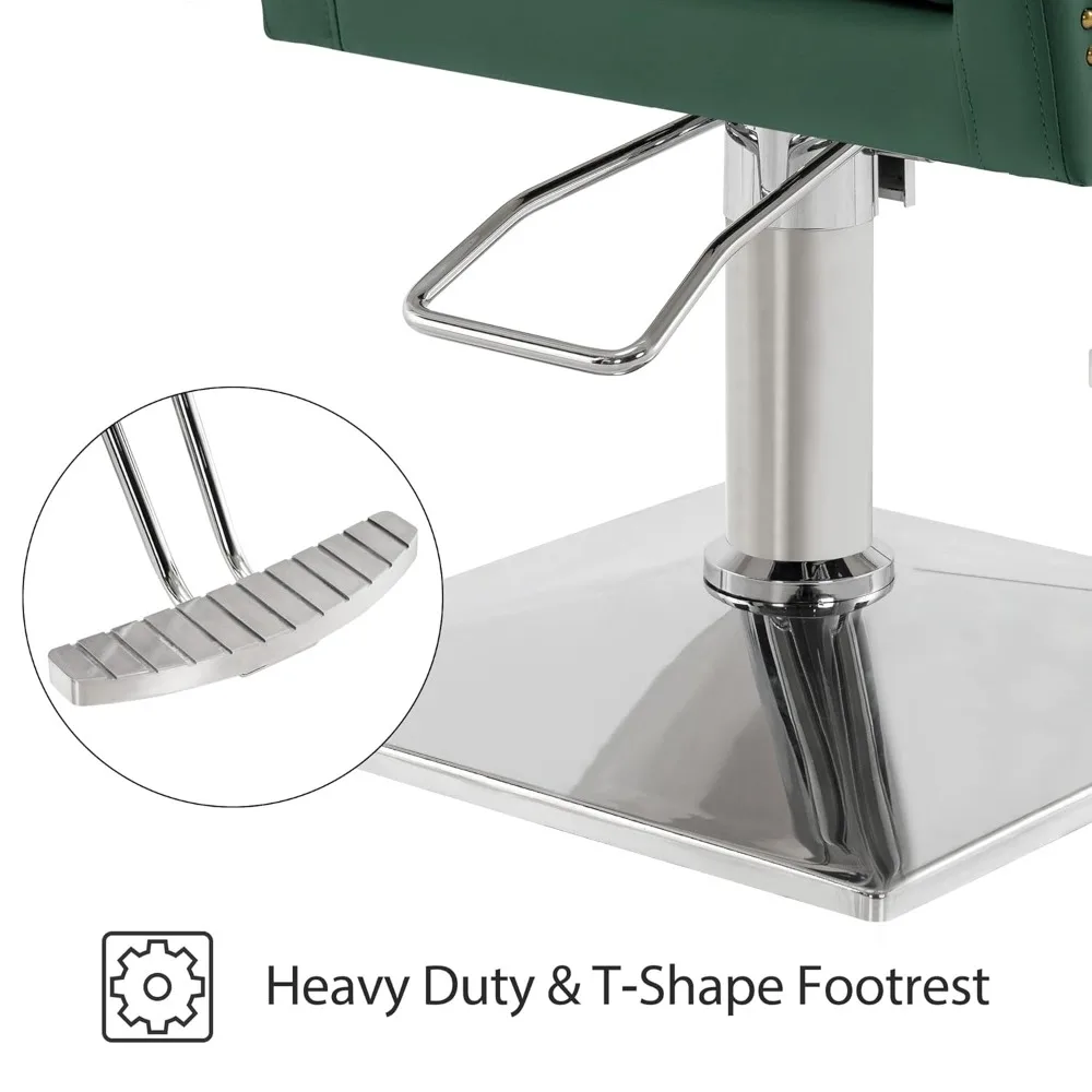 كرسي صالون لتصفيف الشعر كرسي تصفيف الشعر الهيدروليكي، معدات سبا التجميل 8813 (تعديل ارتفاع المقعد (6 بوصات) (أخضر) #6