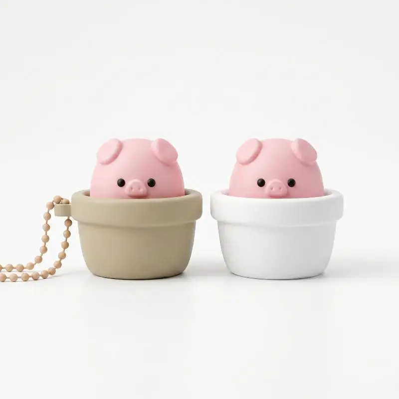 Niedlicher Schweinchen-Silikon-Clicker mit Stressabbau-Schlüsselanhänger, Rucksack-Dekoration, Fidget-Spielzeug – Detail 5