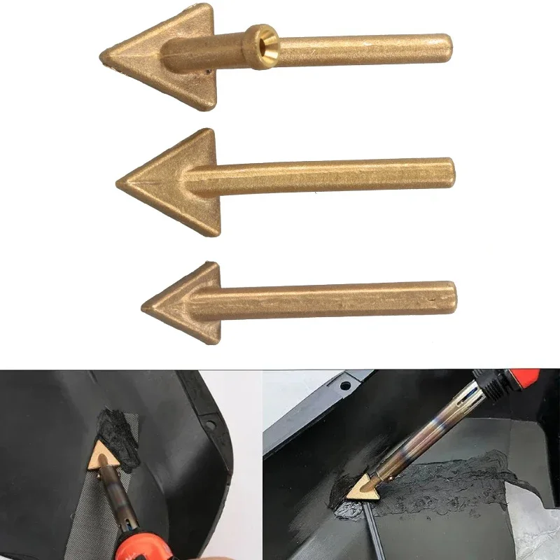 3pc Soldering Iron Tips Set Copper Triangular Smoothing Head Replacement Tips for 80Watt Plastic Welder Repair Tool
