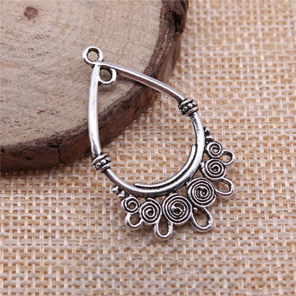 

20pcs 37x23mm(1.46x0.91inch) Antique Silver Color Drop Earring Connector Jewelry Materials DIY