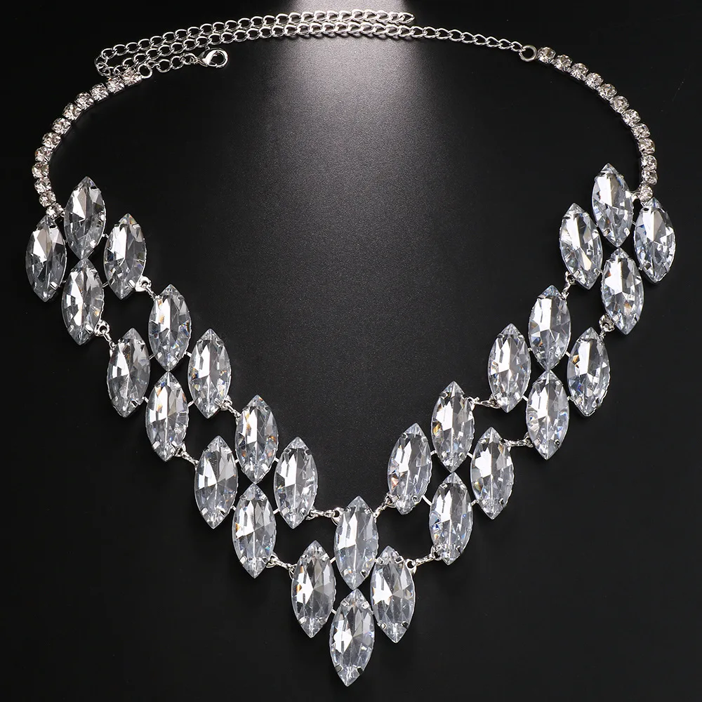Fashion Full Rhinestone Choker Necklaces for Women Bijoux Shiny colorful Chain Necklaces Statement Jewelry wedding Party Gift