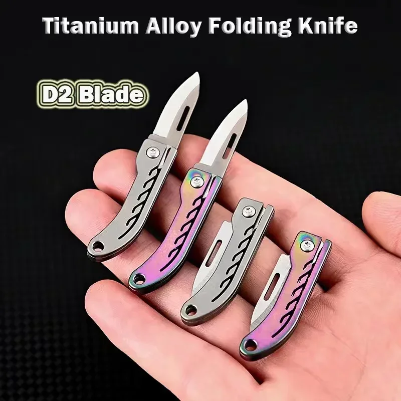 

Titanium Alloy Mini Knife Disassembly Express Portable Key Chain Pendant, Defensive Fruit Folding, High Hardness Sharp Knife