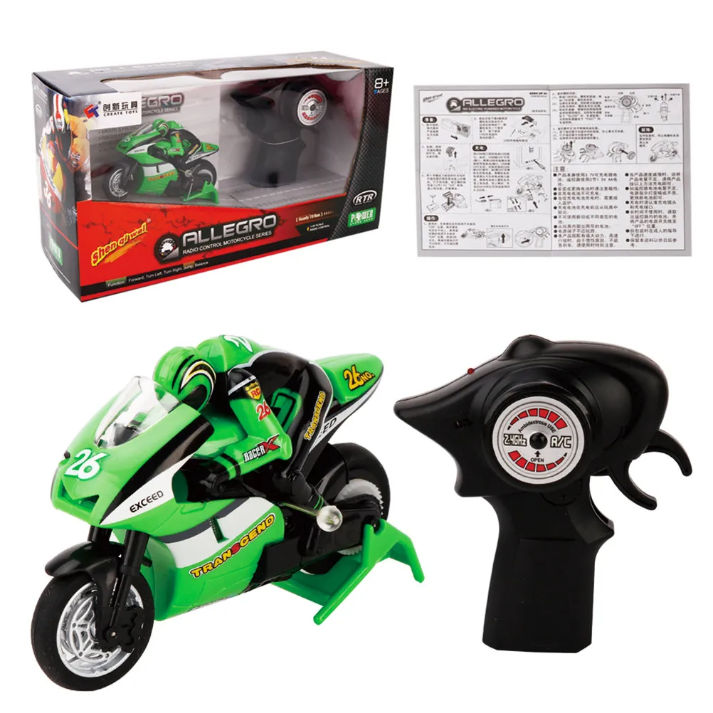 Mini High-Speed Rc Motorcycle 1:20 Scale 2.4g Radio Control Forward Turn Left Right Rechargeable Battery Electric Motorcycle