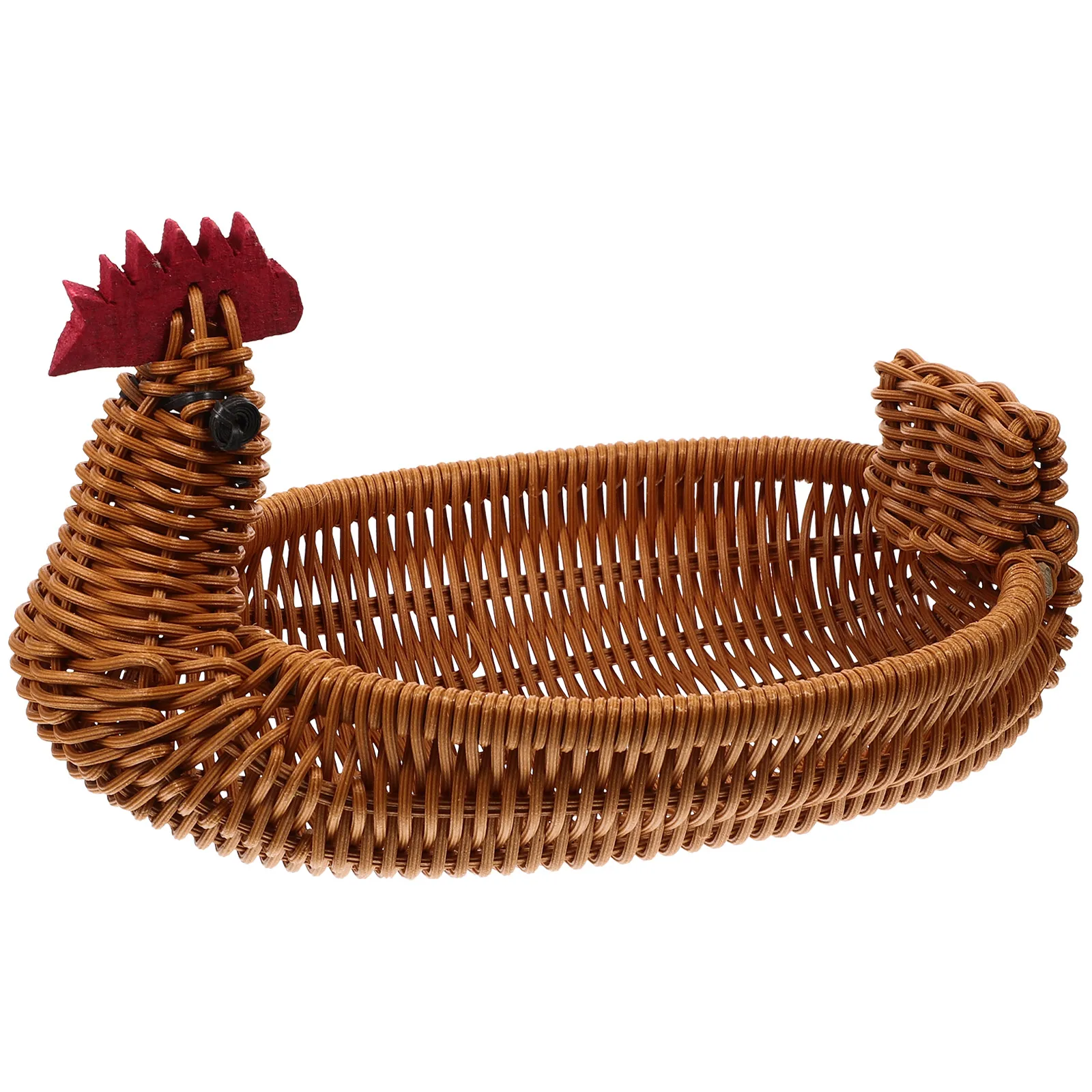 Rattan Woven Fruit Basket Cute Chicken Shaped Fruit Fruits Basket Snack Tray Food Serving Basket Easter Egg Hunting Game