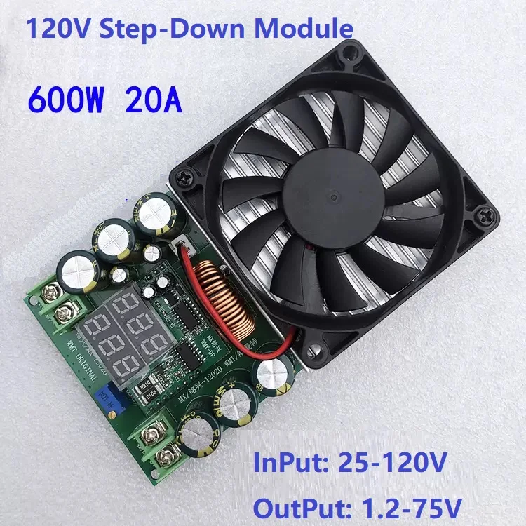 1PCS 25-120V to 1.2-75V 600W Adjustable Step Down Buck Converter Power Supply Voltage Regulator Module For arduino Module