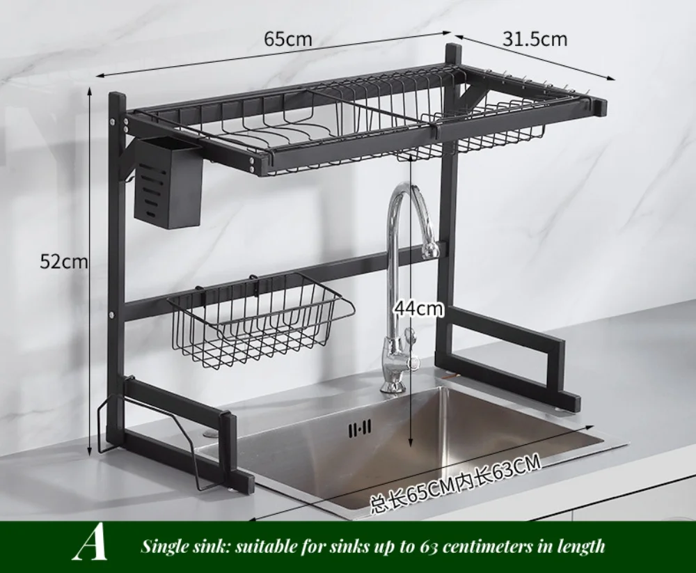 Multifunctional Storage Rack for Kitchen, Luxury Tableware, Thickened Carbon Steel, Single, Double-Layer Bowl, Chopstick