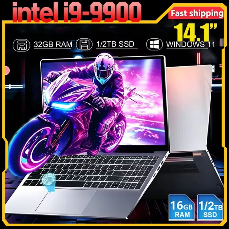 NEW 14.1' Laptop Intel Core I9-9900 32GB 2TB Windows 11 Gaming Computer PC Gamer Office Ultra Slim Notebook 1920*1080 HD