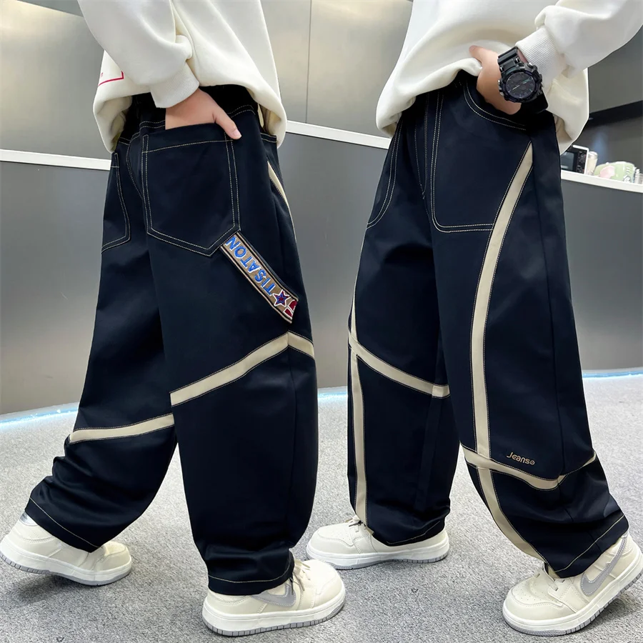New Spring Children Fashion Stylish Pants for Teen Boys Elegant Slim Fit Casual Trousers School Kids Cotton Sweatpants Age 5-14Y