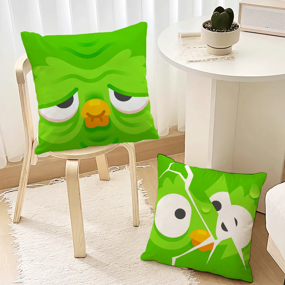 Funny D-DuolingoS Funny Green Bird Cute For Bedroom Car Coffee Shop Room and Living Room Sofa Decorative Pillow Cover Case