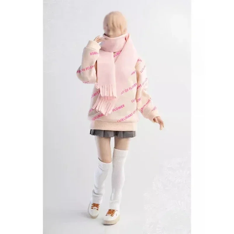 1/6 Scale Female Winter Girl Costume Scarf Shoes Pullover Coat Pleated Skirt Suit Model for 12