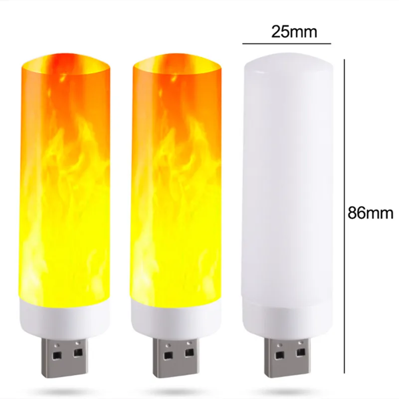 Night Light USB Plug Flame Lamp Computer Mobile Power Charging Mini Portable Simulation Retro Indoor Atmosphere Lighting