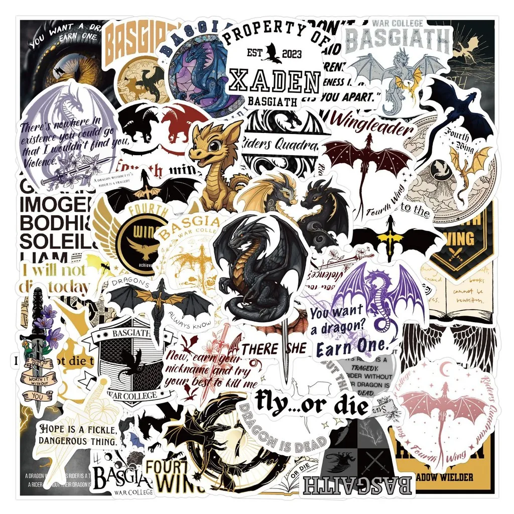 60/120PCS Fourth Wing Graffiti Stickers for Bicycle Hand Account Pencil Case Decals