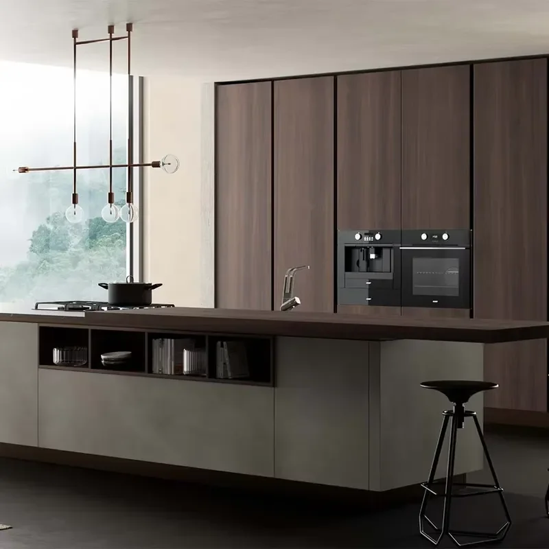 Modern Modular Kitchen Cabinets Marble Acrylic Stainless Steel Sink Fireproof Design Smart Custom Melamine Board