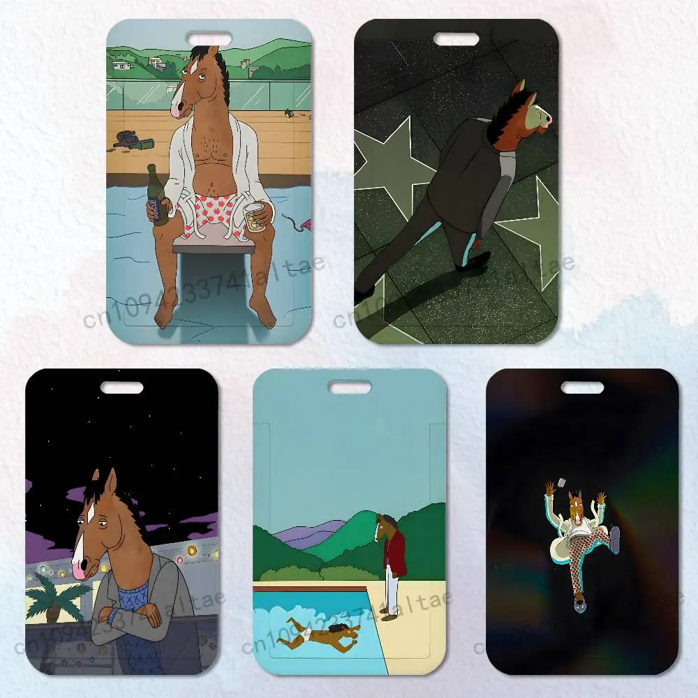

Funny B-Bojack H-Horseman Badge Holder Pass Bus Work Card Cover Chest Pocket Students Card Holder Small Gift