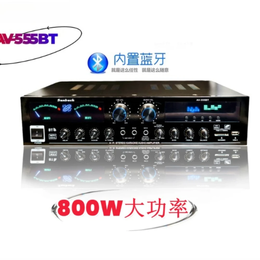 AV-608BT 600W 110V/240V 5-Channel High Power Amplifier BT Home Amplifier Karaoke Audio Radio Card Power Amplifier