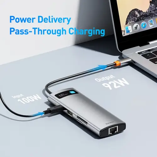 Baseus 4K 60Hz USB C Hub Type C to Ethernet Port PD 100W Adapter for Macbook Pro USB 3.0 Hub Laptop Tablet Accessories - Image 4