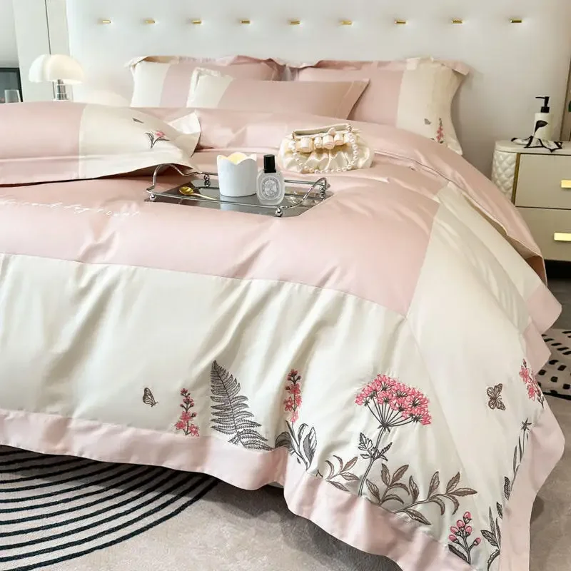 2024 New Long-Staple Cotton Four-Piece Set Two-Color Splicing Four-Piece Set Simple And Fashionable Bedding