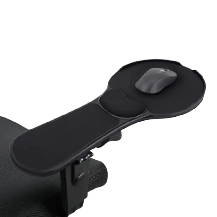 Upgraded Ergonomic Arm Rest Mouse Pad for Chair Adjustable Mouse Tray with Wrist Cushion Chair arm Mousepad Black