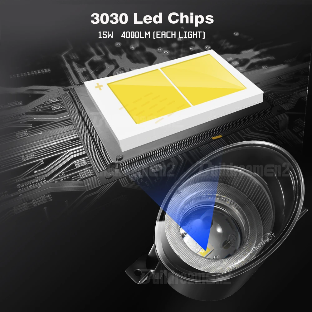 2 X 30W 8000LM Car Angel Eye Fog Light Assembly For Volkswagen VW Golf Mk6 2009-2013 LED Fog DRL Daytime Running Lamp 9006 12V image 4