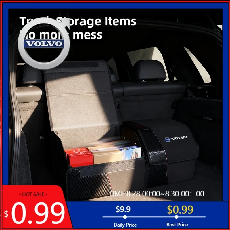 

2026 Hot For Volvo Steering Covers Car Trunk Organizer Large Capacity Storage Folding Box For Volvo ES90 EC40 EX40 EM90 XC90 V90