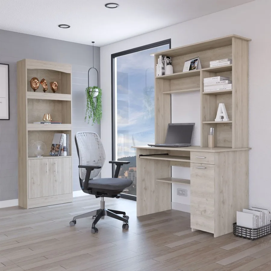 

Tucson 2 Piece Office Set Bookcase + Desk Light Gray