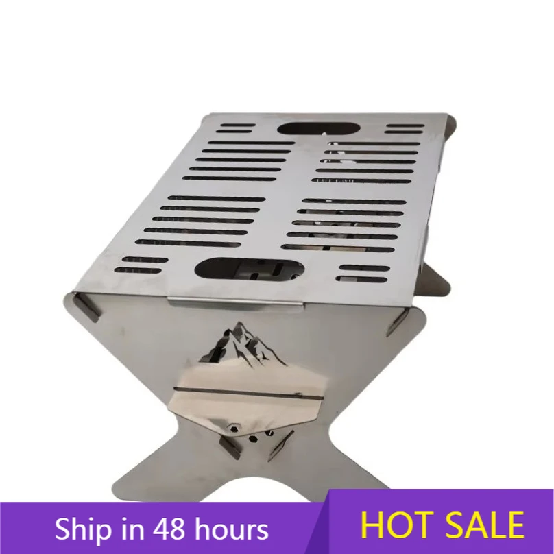 

POWER LEAP Outdoor Stainless Steel Charcoal & Wood Fire Barbecue Grill with Gloves & Hook for Camping and Kitchen Use