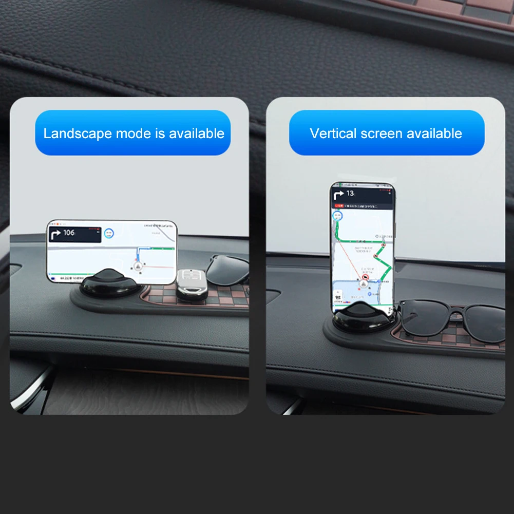 Car Dashboard Mat Multifunctional 360 Degree Rotating Car Phone Holder Anti-Shake Anti-Slip Phone Mount for Sunglasses Coins