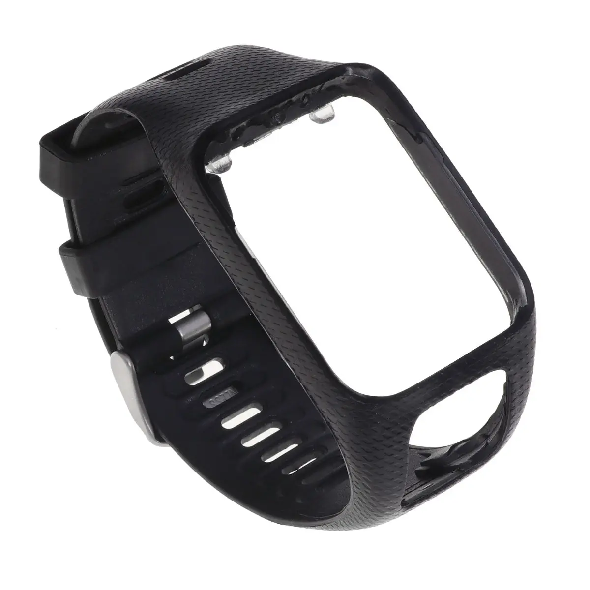 

Black Silicone Watch Strap Adjustable Lightweight Durable Replacement Smart Watch Band Compatible Runner 2 3 Spark Golfer
