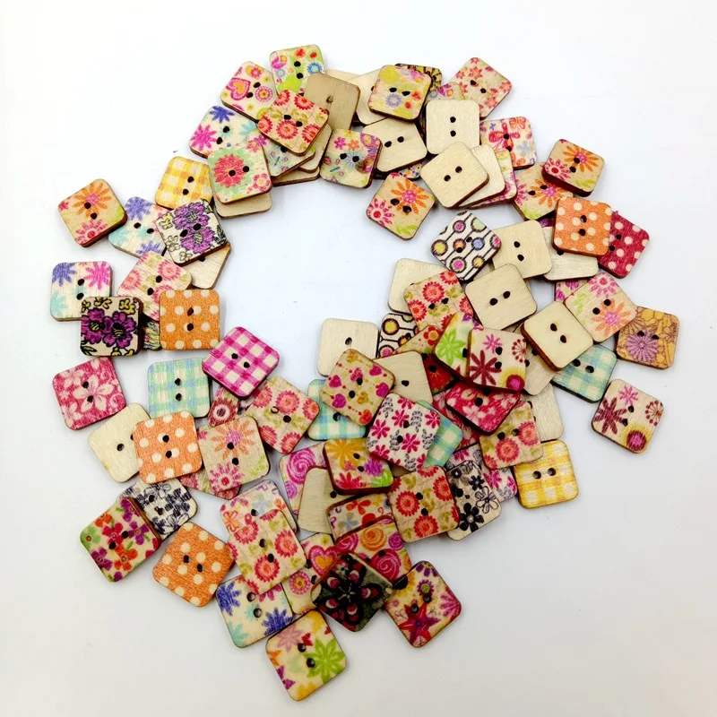 DIY houten spalk afdrukken perzik hart/pruimenbloesem/vijfpuntige ster/vierkante knop, liefde houtsnippers 100 per pak