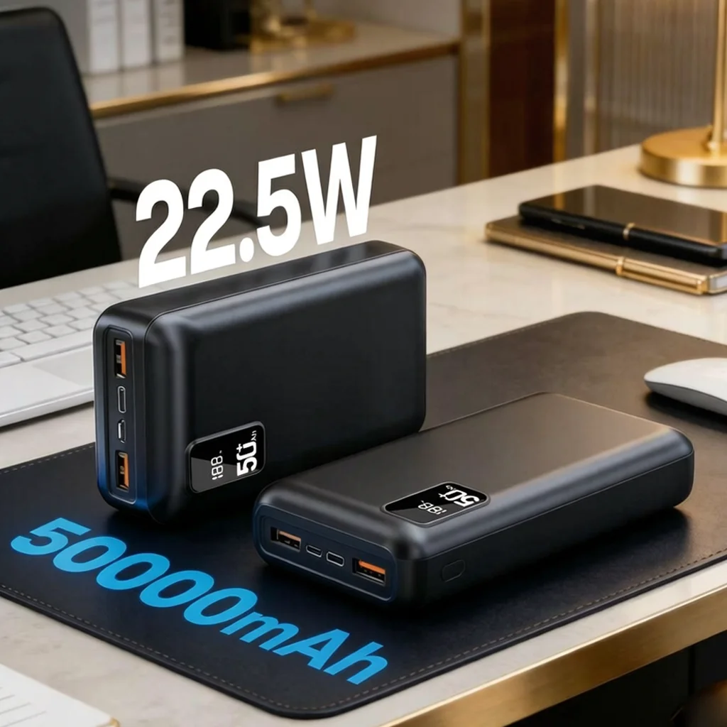 Hganus 50000mAh Powerbank QC PD3.0 22,5W Schnellladung Typ C USB-C Ausgang für Outdoor-Nutzung Handy Notebook Xiaomi Huawei
