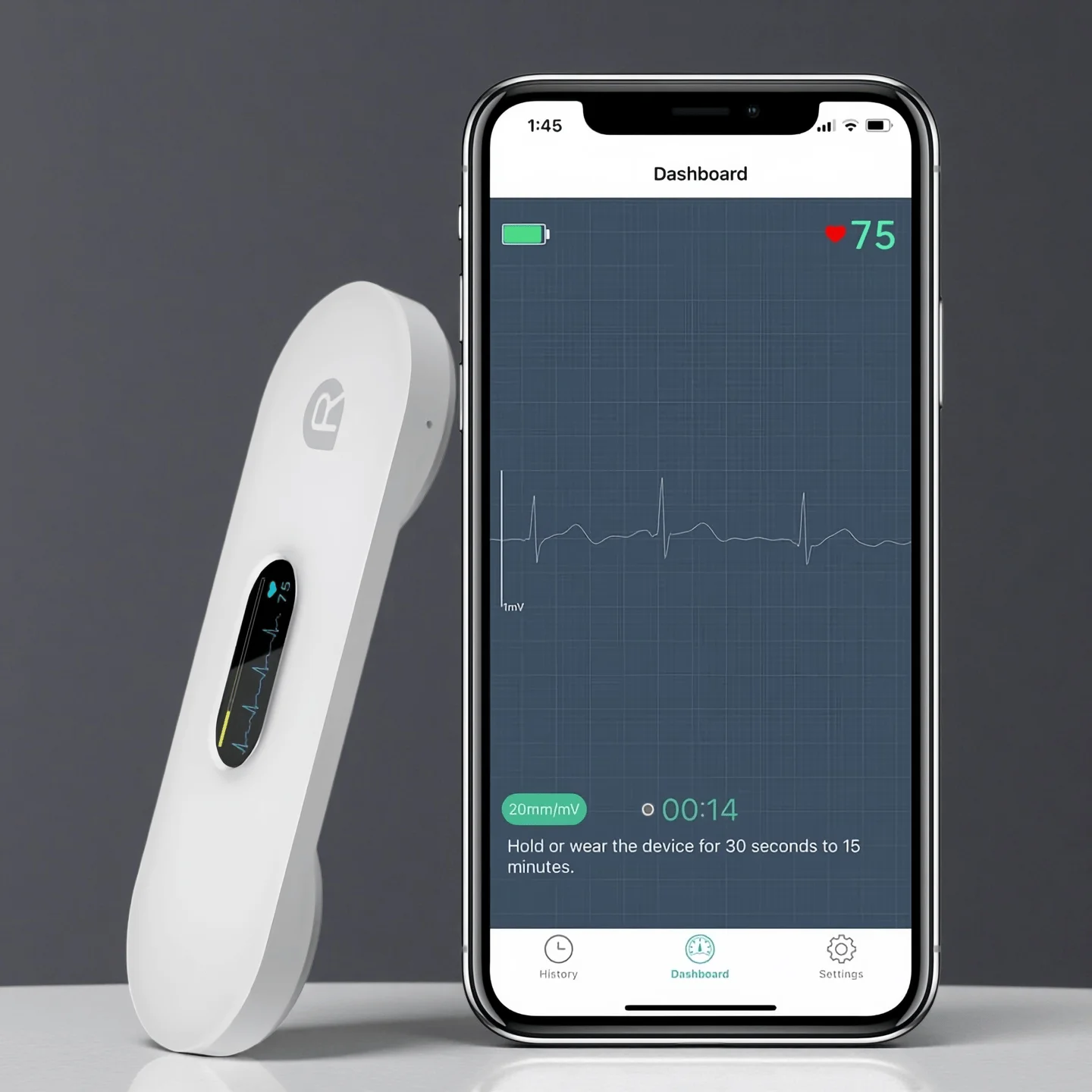 portable-oled-ecg-monitor-with-magnetic-charging-dock-rechargeable-ekg-recorder-with-ai-analysis-for-home-health-care