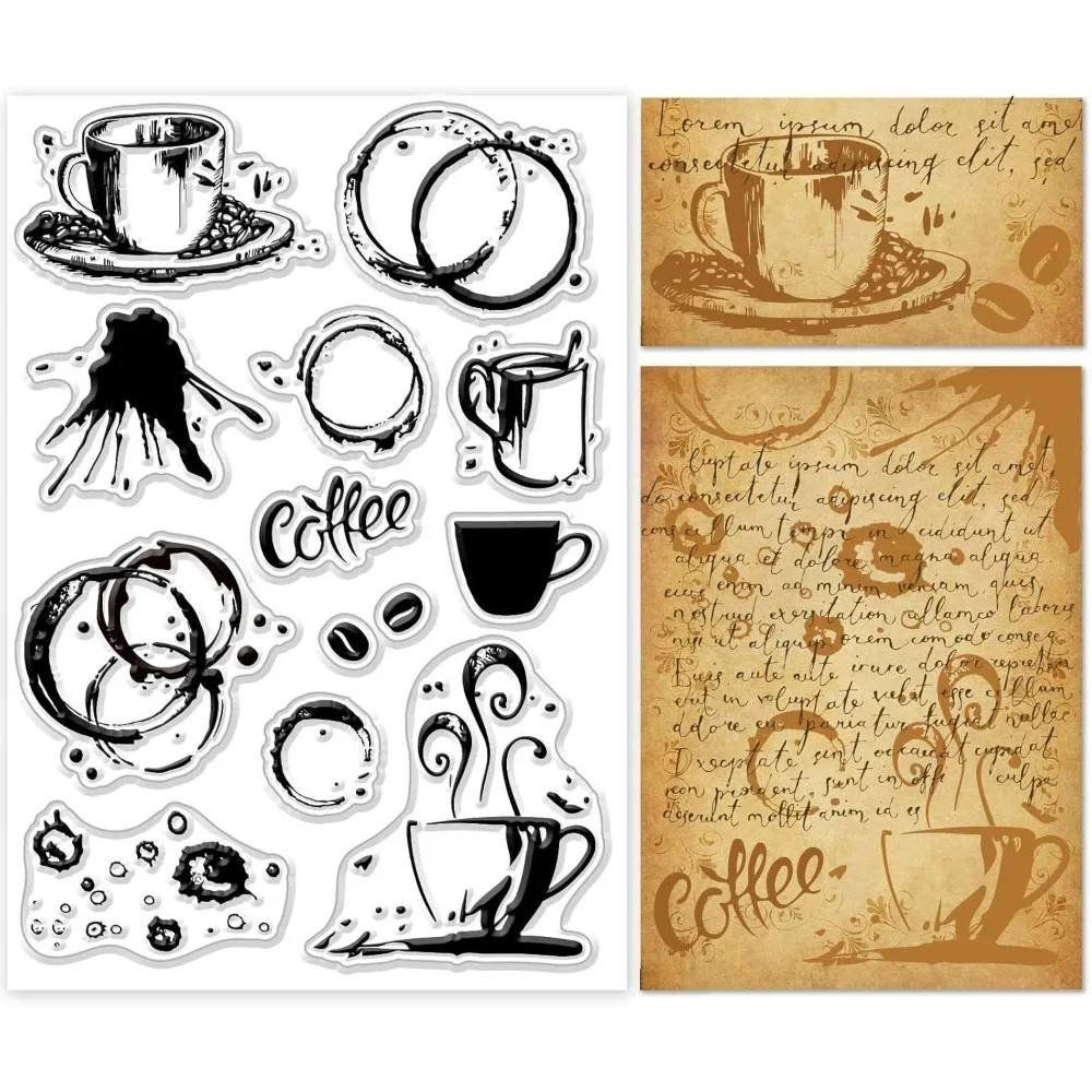 Coffee Stains Background Clear Stamps Coffee Stains Decorative Clear Stamps Silicone Stamps for Card MakingSilicone