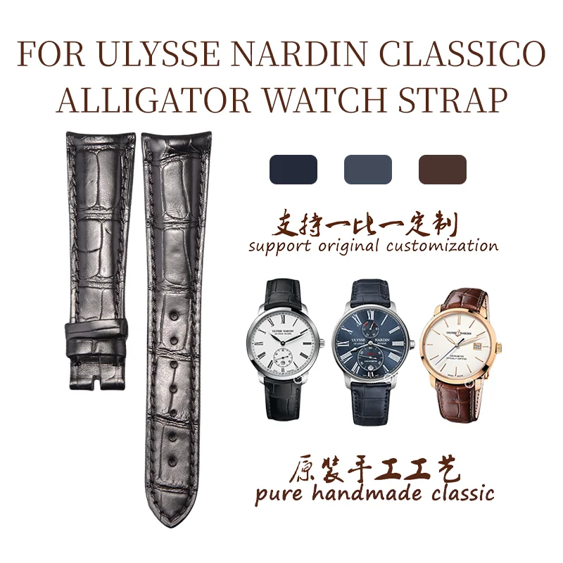 PARA ULYSSE NARDIN CLASSICO 1183/8156 Correia de relógio de jacaré