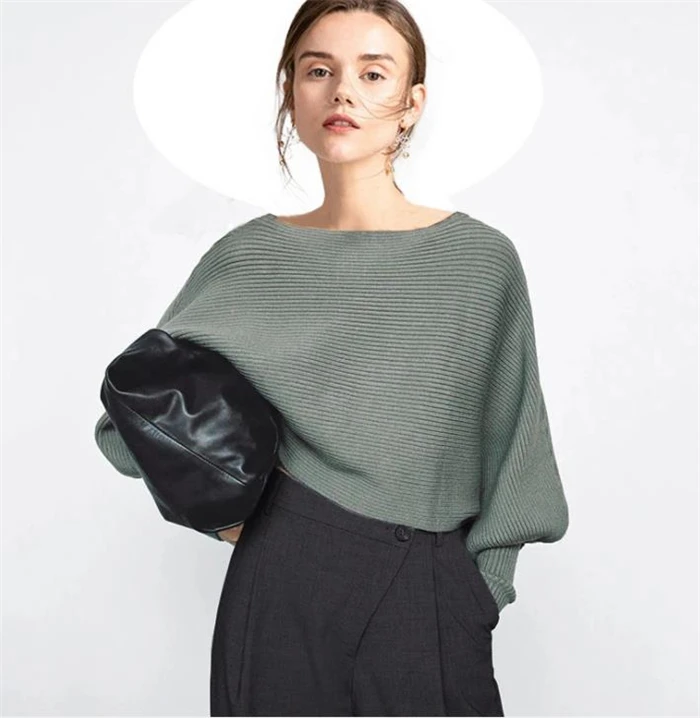 

Women's Knitted Sweater Warm Cotton Long Sve Street Sle ort Length Batwing Sve Pullover Faionable Basic Color