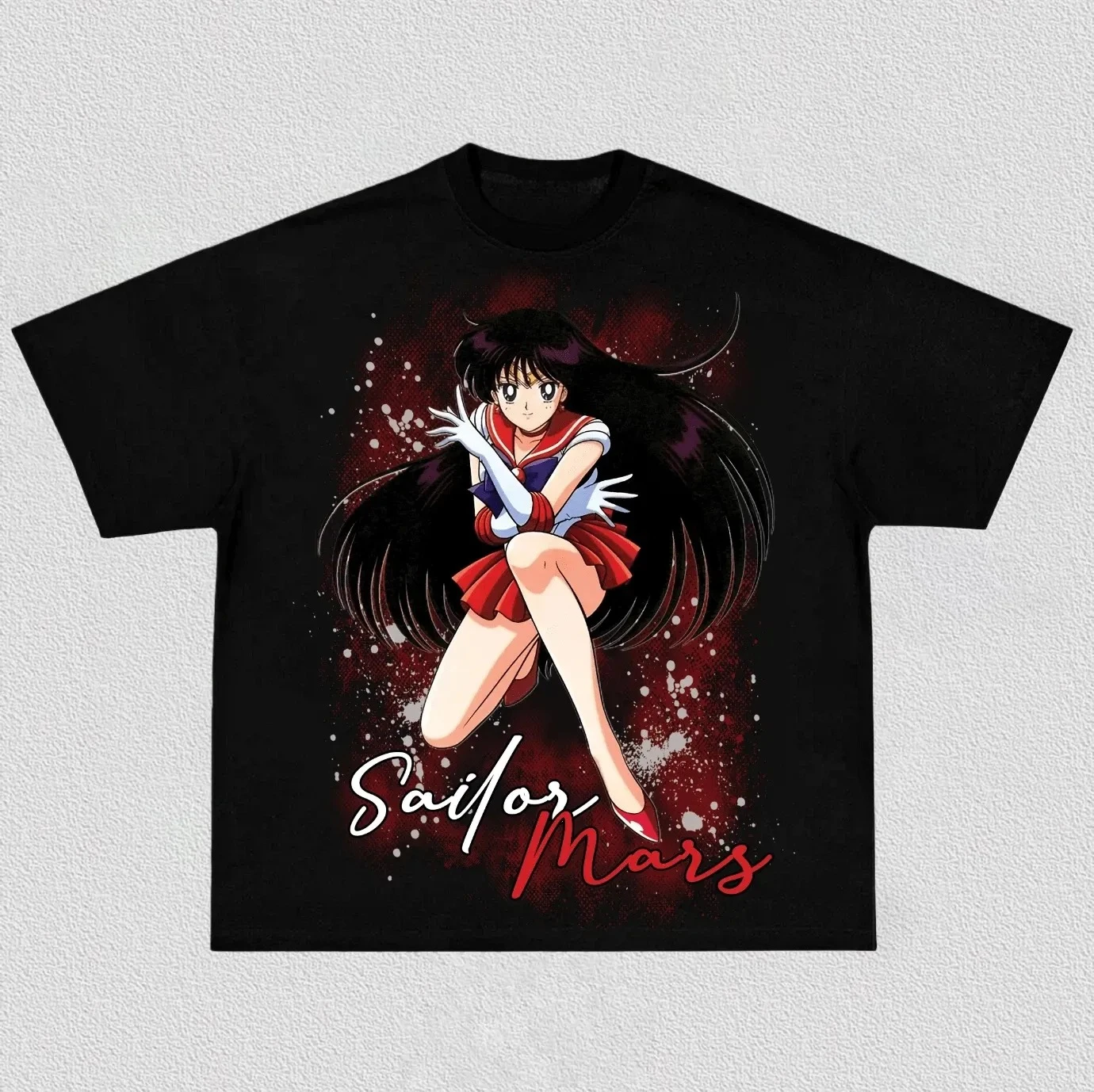 Sailor Moon Sailor Mars Anime Printing T-shirt Men's Clothing Women's 2026 Summer New High Quality Cotton Short-sleeved T Shirt