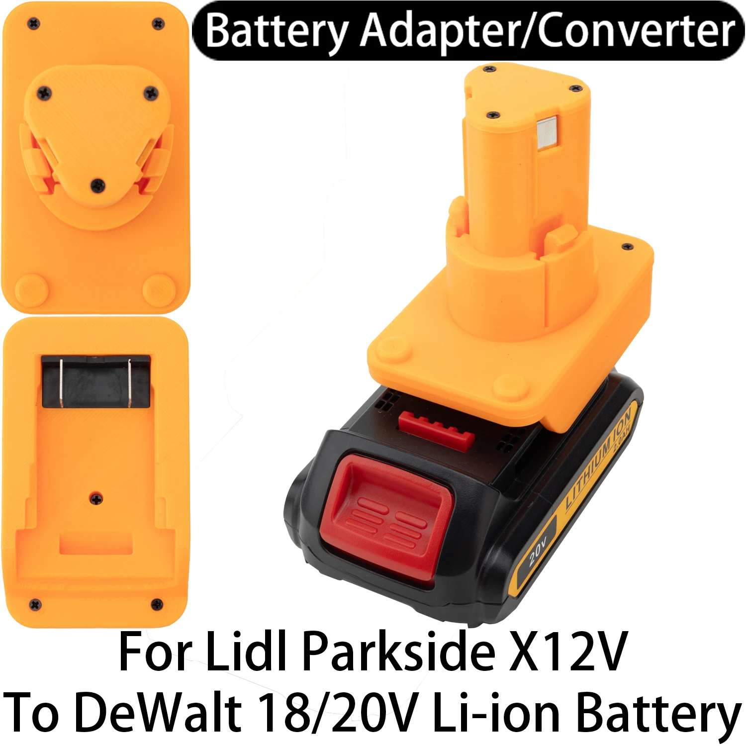 Battery Adapter Converter For Lidl Parkside X12V Li-ion Tools To DeWalt 18/20V Li-ion Battery Adapter Power Tool Accessory