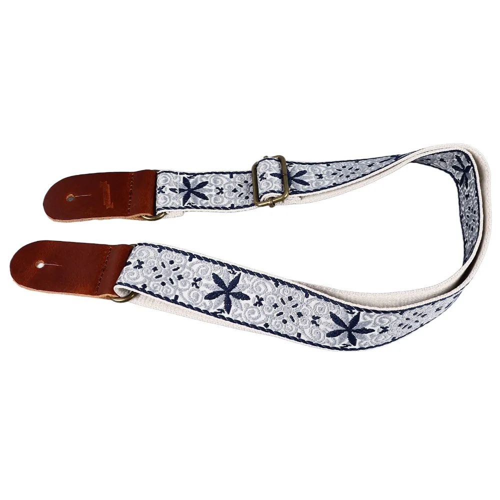 สายสะพายอูคูเลเล่ปักลาย ​ ปรับความยาวได้ ​ ​ ลายพิมพ์สไตล์ชาติพันธุ์ ​ ​ สายสะพายอูคูเลเล่ ​ ​ ไนลอนและหนัง