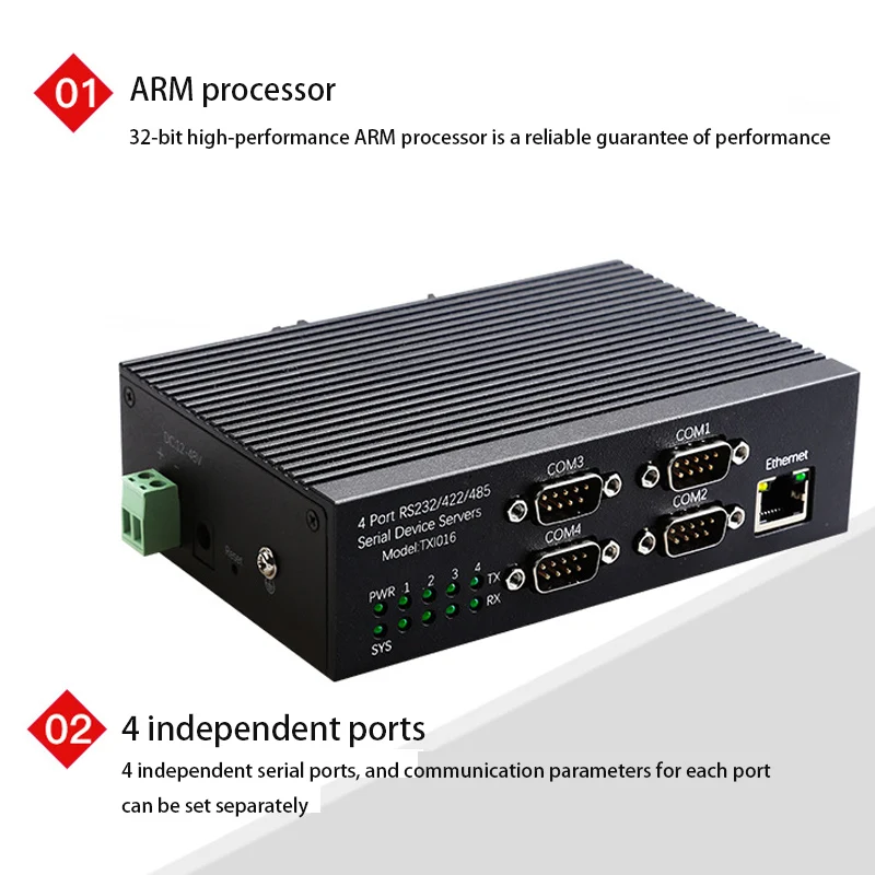 Serial network server Internet Splitter Adapter RJ45 Hub industrial grade RS232/485/422 serial to Ethernet converter rail type