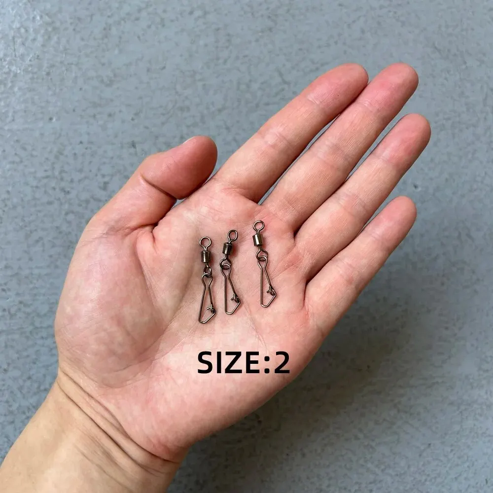 50pcs Fishing Lure Connectors Barrel Swivel Quick Pin Hooks Link Snap Fishing Accessories Rolling Swivel Snap for Fishing Line image 6